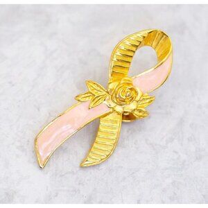 Vintage Cancer Awareness Pin, Pink Ribbon Pin, Pink Knot Pin, Made by Avon - C8